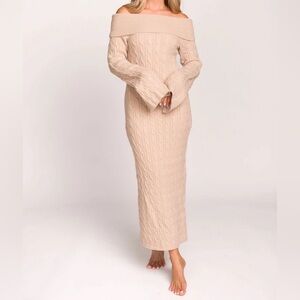 Worth Collective Carley Off-the-Shoulder Cable Knit Maxi Dress